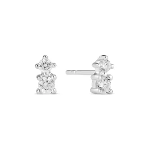 Sterling Silver White Zirconia Lucente Due Earrings SJ-E2702-CZ