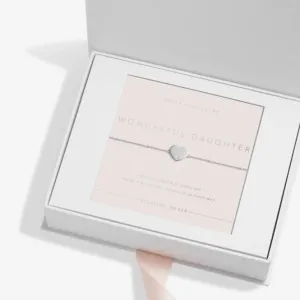 Sterling Silver Wonderful Daughter Heart Zirconia Pave 16cm   3cm Bracelet JJS0006