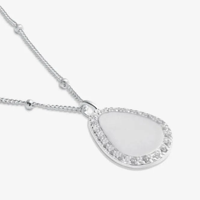 Sterling Silver Wonderful Sister Pebble Pave 46cm   5cm Necklace JJS0017