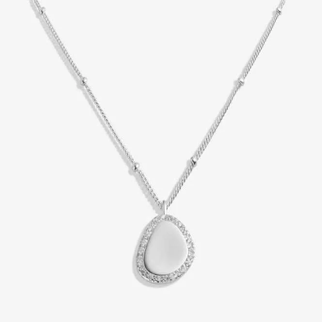 Sterling Silver Wonderful Sister Pebble Pave 46cm   5cm Necklace JJS0017