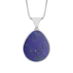 Sterling Sterling Silver Whitby Jet Lapis King's Coronation Hallmark Double Sided Pear-shaped Necklace D