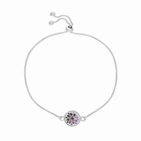 Sterling Silver 10mm Blue John Flower Burst Chatsworth Dcor Round Adjustable Bracelet