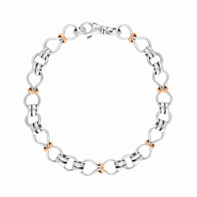Sterling Silver 18ct Rose Gold Figure of Eight Bracelet