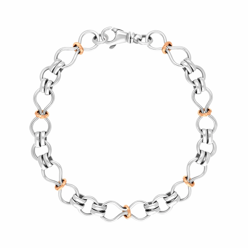 Sterling Silver 18ct Rose Gold Figure of Eight Bracelet