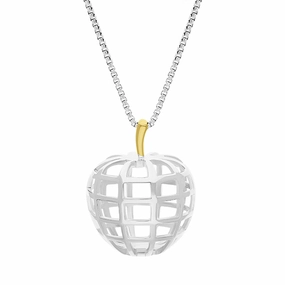 Sterling Silver 18ct Yellow Gold Plated House & Garden Apple Large Pendant D