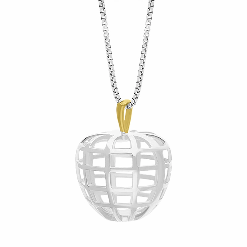 Sterling Silver 18ct Yellow Gold Plated House & Garden Apple Large Pendant D
