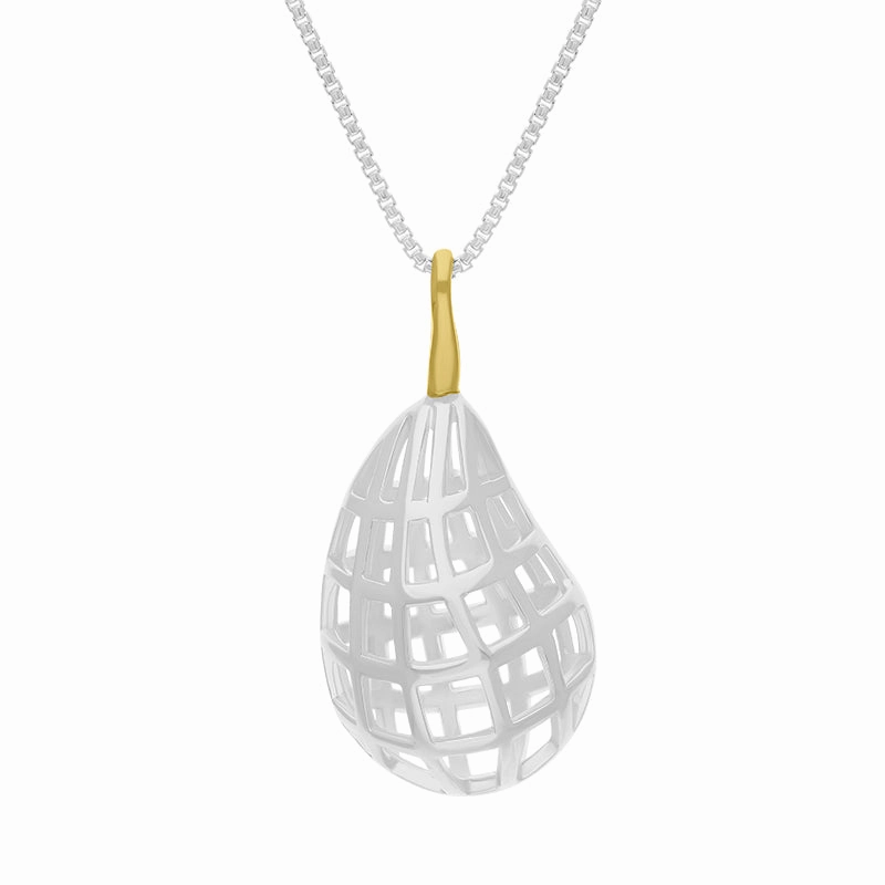 Sterling Silver 18ct Yellow Gold Plated House & Garden Pear Large Pendant D