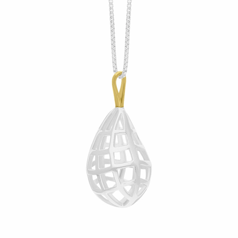 Sterling Silver 18ct Yellow Gold Plated House & Garden Pear Large Pendant D