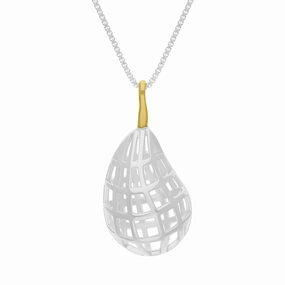 Sterling Silver 18ct Yellow Gold Plated House & Garden Pear Large Pendant D