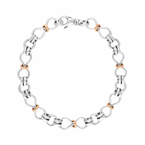 Sterling Silver 9ct Rose Gold Figure of Eight Bracelet