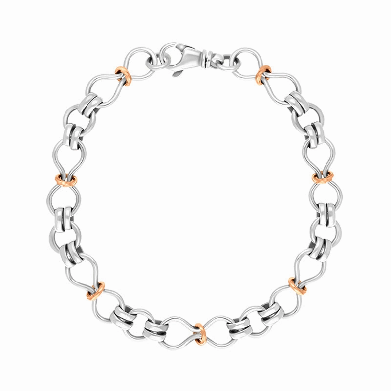 Sterling Silver 9ct Rose Gold Figure of Eight Bracelet