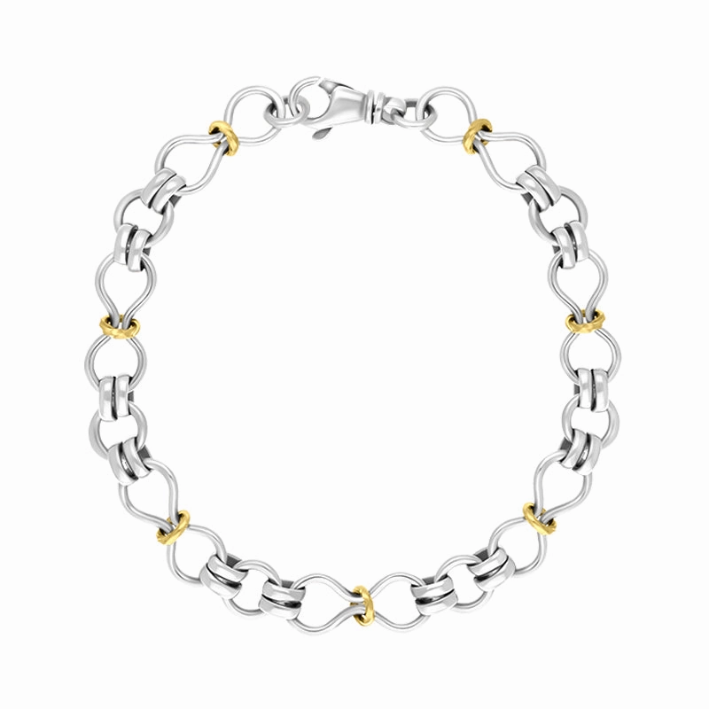 Sterling Silver 9ct Yellow Gold Figure of Eight Bracelet