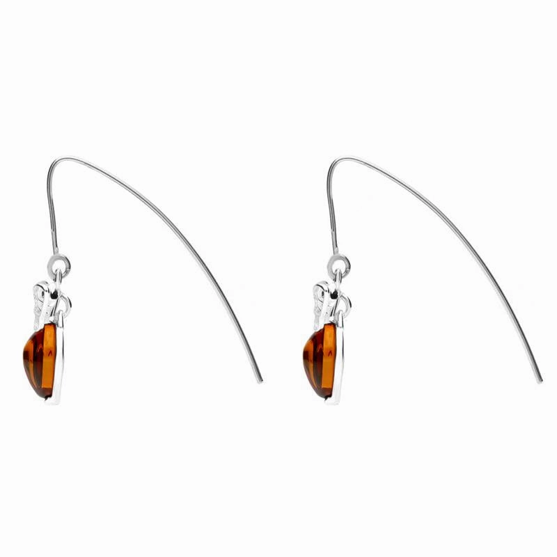 Sterling Silver Amber Bee Small Hook Earrings