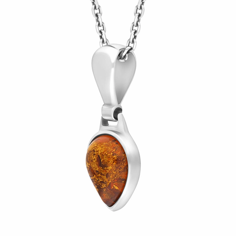 Sterling Silver Amber Small Pear Pendant D