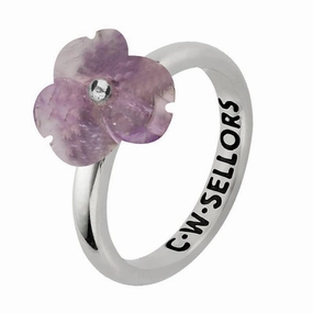 Sterling Silver Amethyst Tuberose 10mm Clover Ring