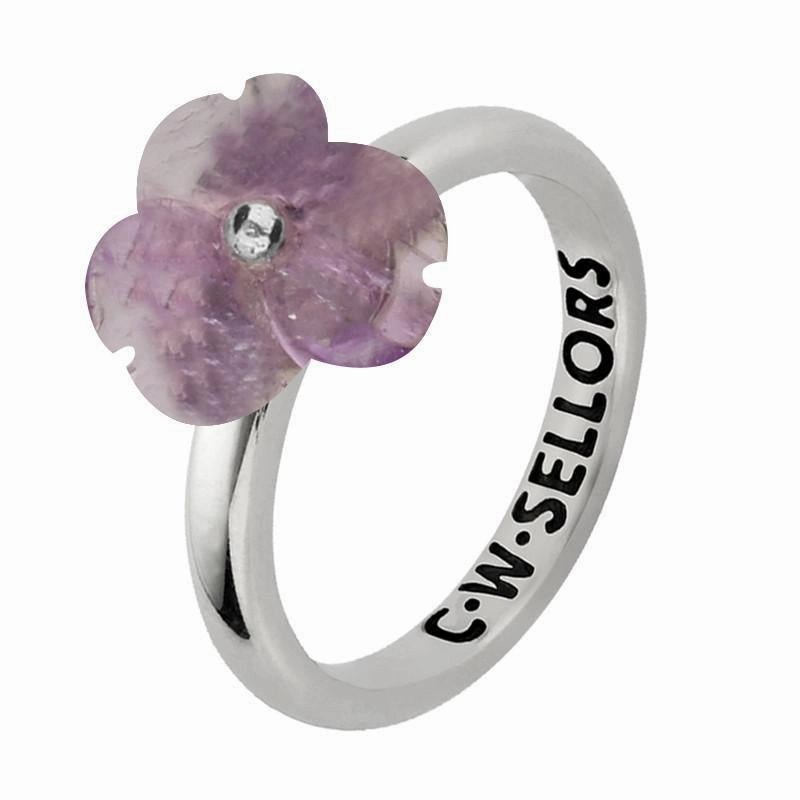 Sterling Silver Amethyst Tuberose 10mm Clover Ring