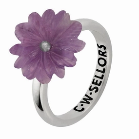 Sterling Silver Amethyst Tuberose 15mm Daisy Ring