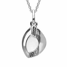 Sterling Silver Bauxite Marquise Beaded Line Necklace