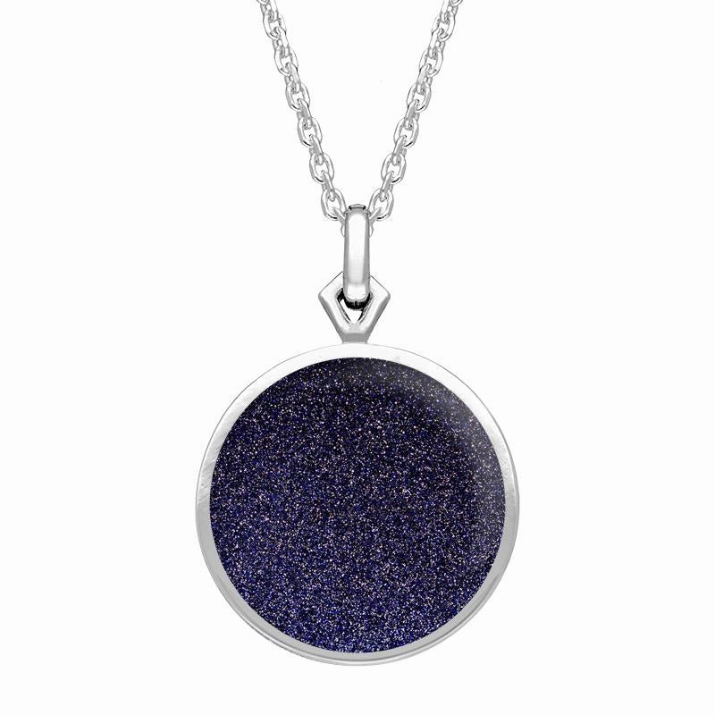 Sterling Silver Blue Goldstone Flore Filigree Necklace