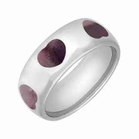 Sterling Silver Blue John 8mm Heart Inlaid Band Ring