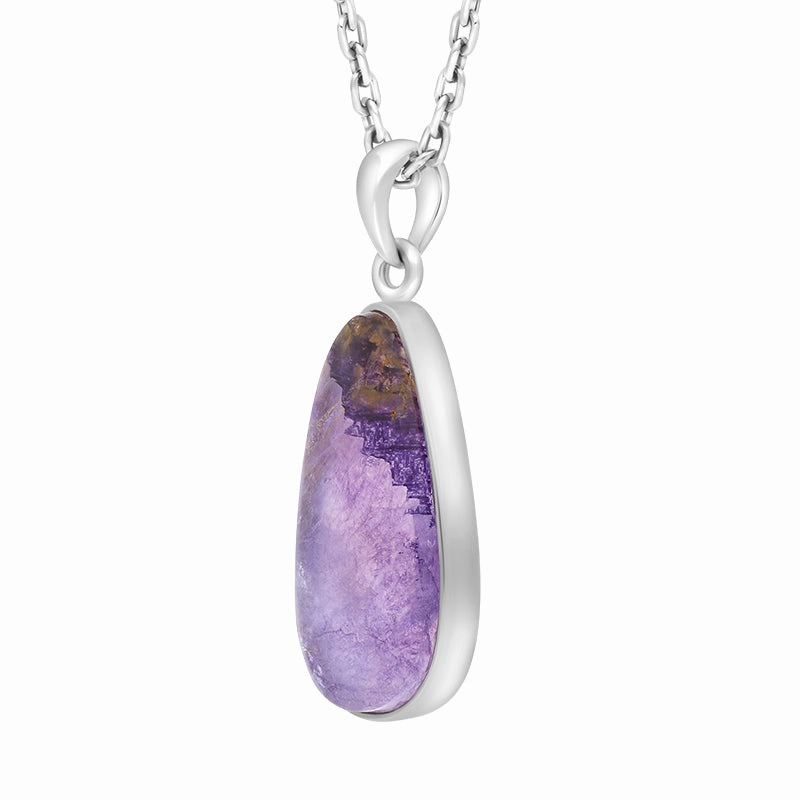 Sterling Silver Blue John Abstract Oval Necklace D
