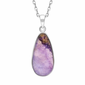 Sterling Silver Blue John Abstract Oval Necklace D