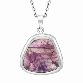 Sterling Silver Blue John Abstract Solid Edge Necklace D