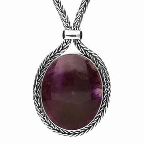 Sterling Silver Blue John Foxtail Large Oval Necklace D