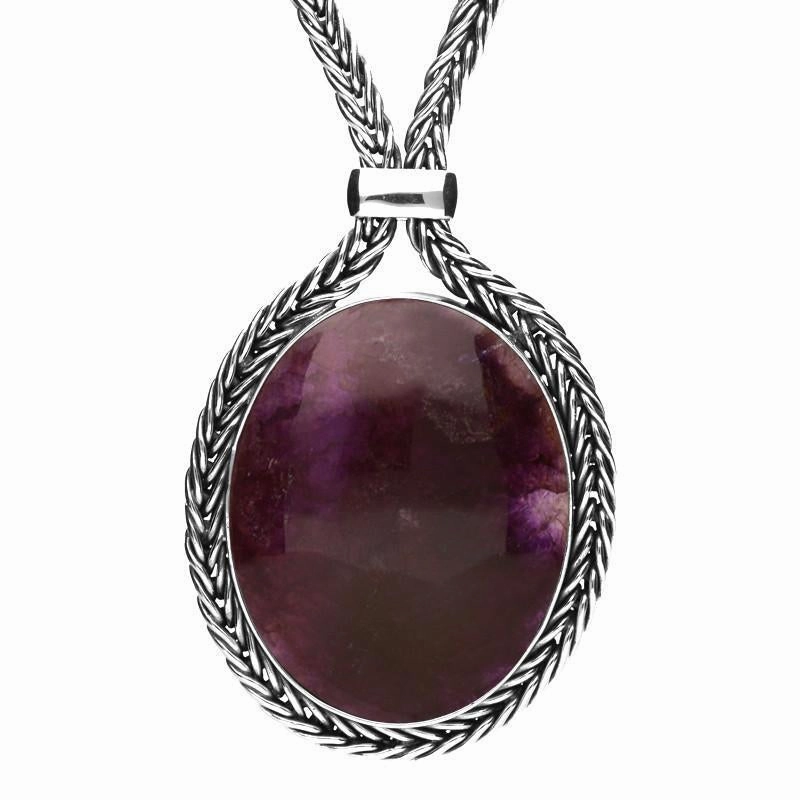 Sterling Silver Blue John Foxtail Large Oval Necklace D