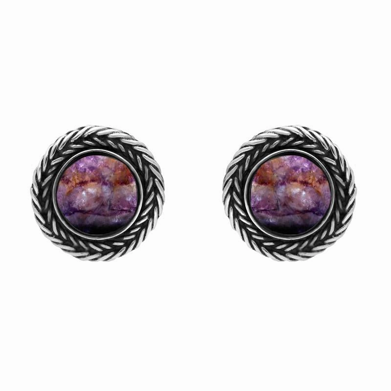 Sterling Silver Blue John Foxtail Round Stud Earrings D