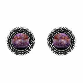 Sterling Silver Blue John Foxtail Round Stud Earrings D