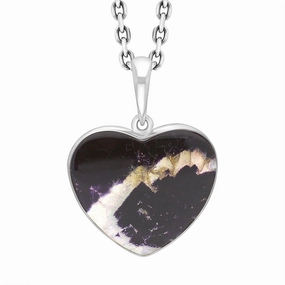 Sterling Silver Blue John Heart Necklace D