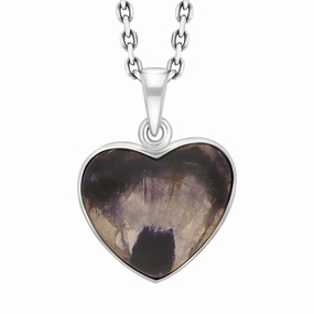 Sterling Silver Blue John Heart Pendant Necklace