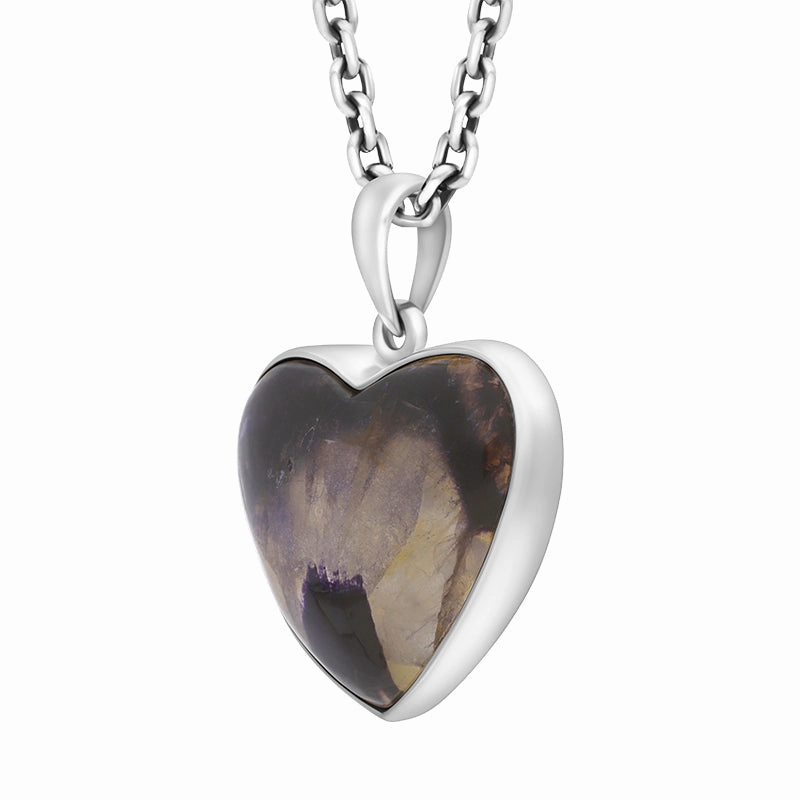 Sterling Silver Blue John Heart Pendant Necklace