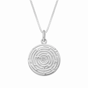Sterling Silver Blue John House & Garden Solid Round Maze Necklace D