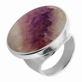 Sterling Silver Blue John Large Round Stone Ring