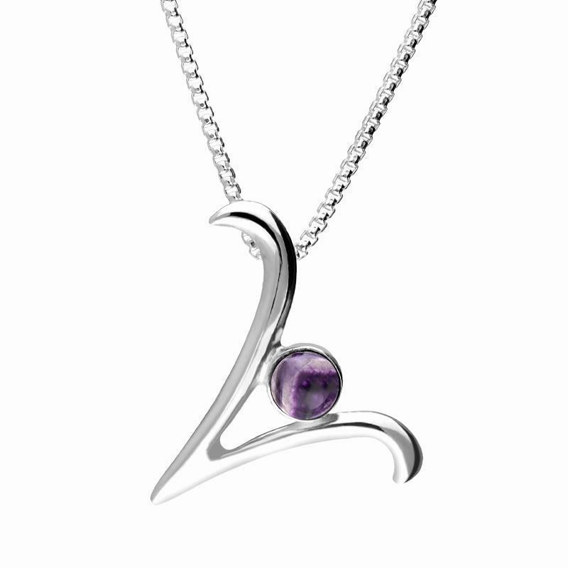 Sterling Silver Blue John Love Letters Initial V Necklace