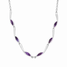 Sterling Silver Blue John Marquise Link Toscana Necklace