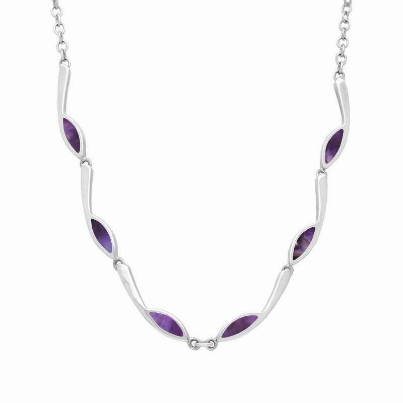 Sterling Silver Blue John Marquise Link Toscana Necklace