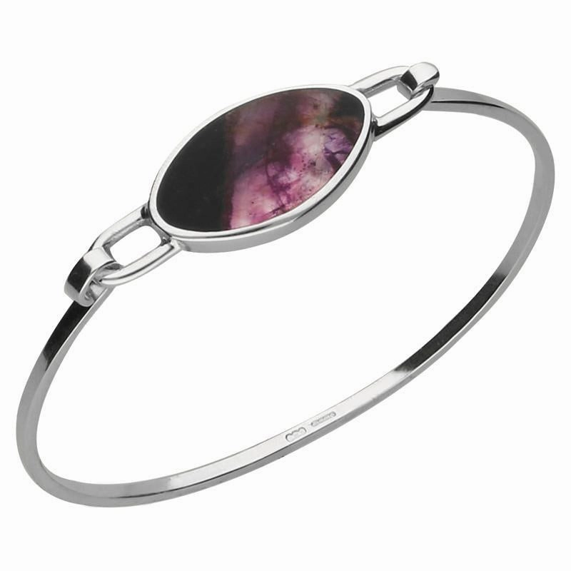 Sterling Silver Blue John Oval Slim Bangle