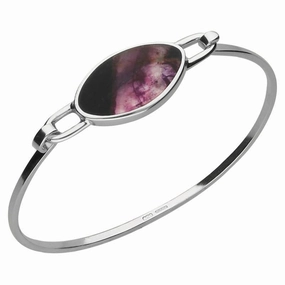 Sterling Silver Blue John Oval Slim Bangle