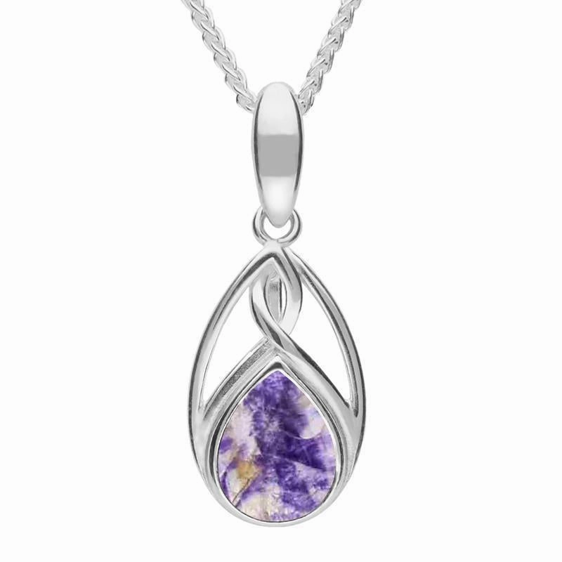 Sterling Silver Blue John Pear Shaped Celtic Four Piece Set