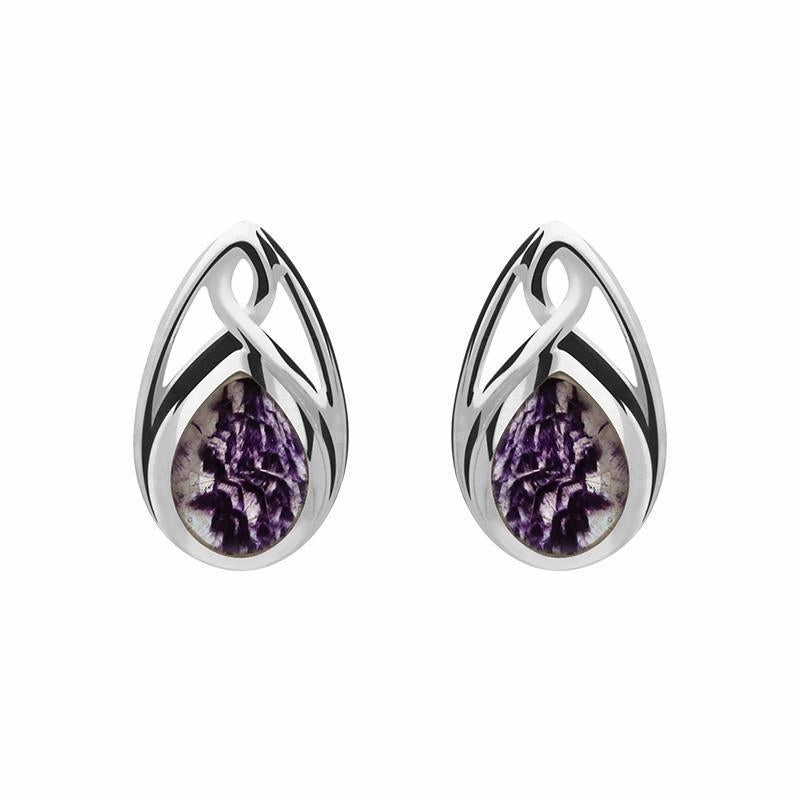Sterling Silver Blue John Pear Shaped Celtic Four Piece Set