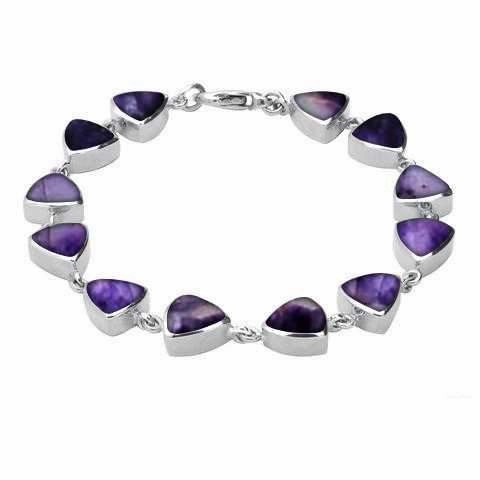 Sterling Silver Blue John Triangular Four Piece Set