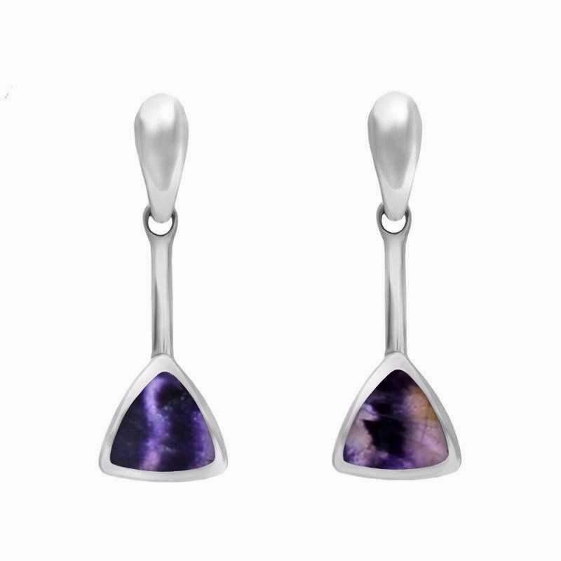 Sterling Silver Blue John Triangular Four Piece Set