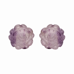 Sterling Silver Blue John Tuberose 8mm Rose Stud Earrings
