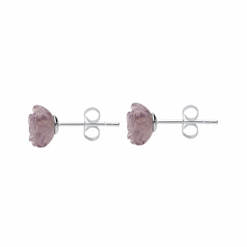 Sterling Silver Blue John Tuberose 8mm Rose Stud Earrings