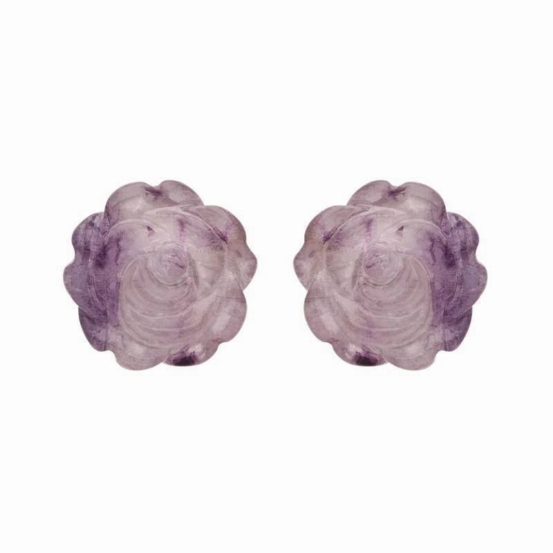 Sterling Silver Blue John Tuberose 8mm Rose Stud Earrings