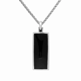 Sterling Silver Blue John Whitby Jet Double Sided Fob Necklace