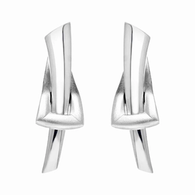 Sterling Silver Buckle Stud Earrings